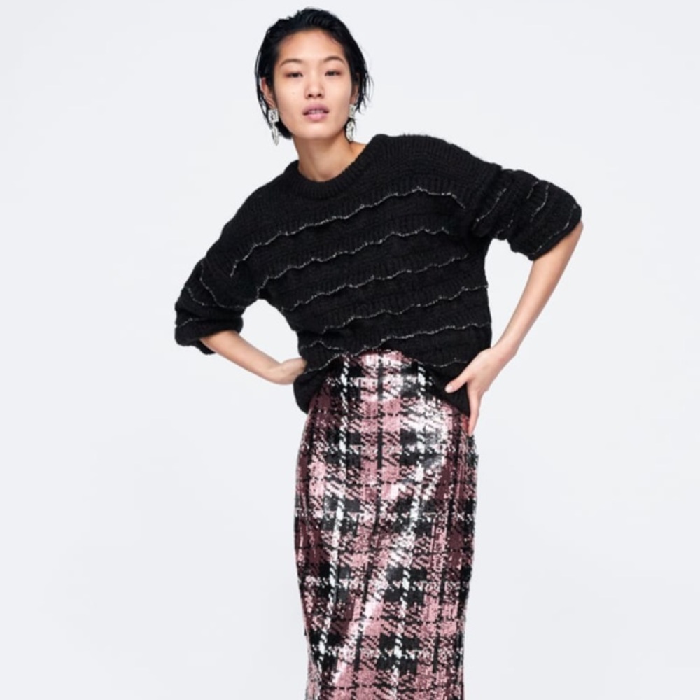 Zara Knit Sweater with Ruffles